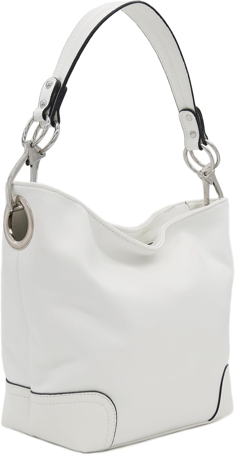 Alyssa Hobo Shoulder Bag with Big Snap Hook Hardware - Image 1